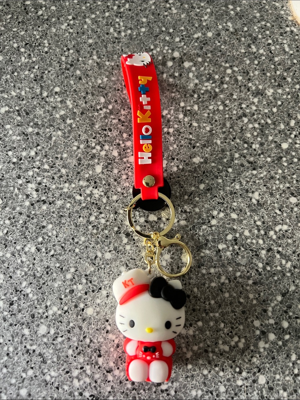 Sanrio Hello Kitty Red, White and Black Silicone Keychain Charm